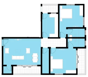 1-3 Bedroom Apartments For Sale in Yaba — 2 Bedroom Apartment floor plan — 1 of 1